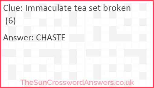 Immaculate tea set broken (6) Answer