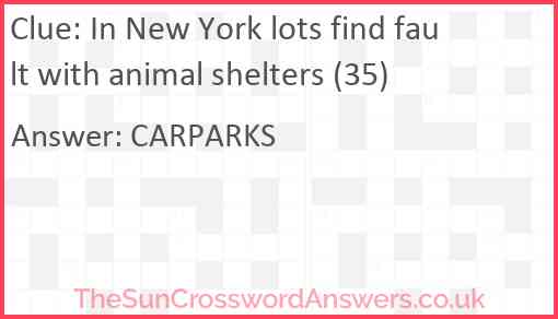 In New York lots find fault with animal shelters (35) Answer