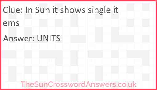 In Sun it shows single items Answer