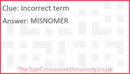 Incorrect term Answer