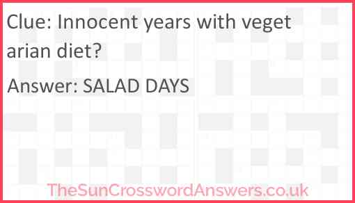 Innocent years with vegetarian diet? Answer