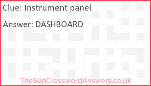 Instrument panel Answer