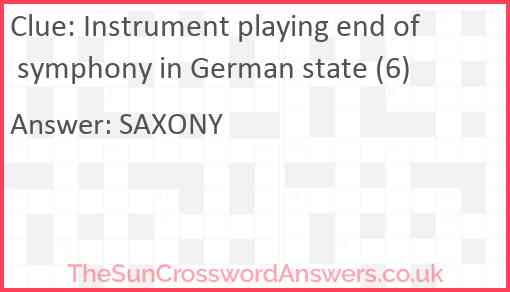 Instrument playing end of symphony in German state (6) Answer