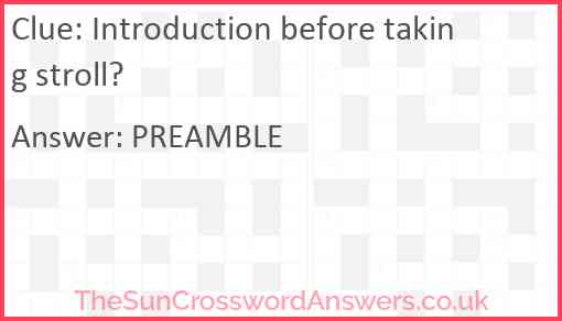 Introduction before taking stroll? Answer