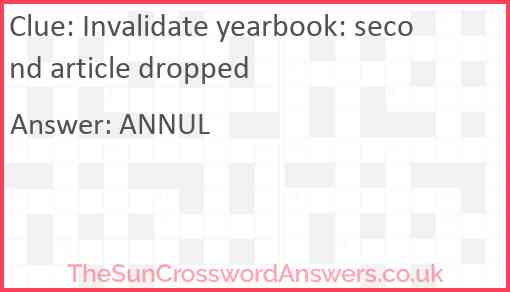 Invalidate yearbook: second article dropped Answer