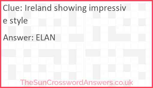 Ireland showing impressive style Answer