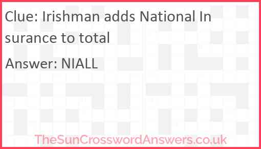 Irishman adds National Insurance to total Answer