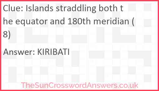 Islands straddling both the equator and 180th meridian (8) Answer