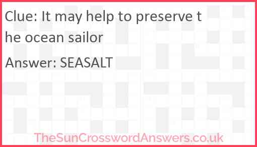 It may help to preserve the ocean sailor Answer