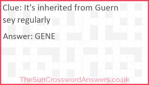 It's inherited from Guernsey regularly Answer