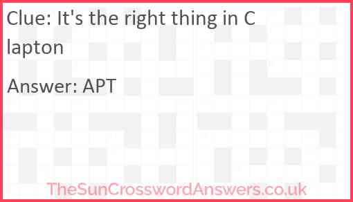 It's the right thing in Clapton Answer