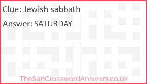 Jewish sabbath Answer