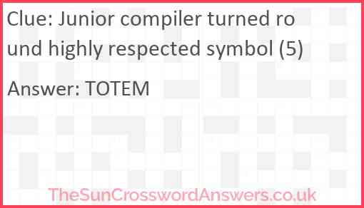 Junior compiler turned round highly respected symbol (5) Answer
