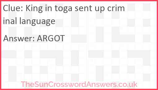 King in toga sent up criminal language Answer