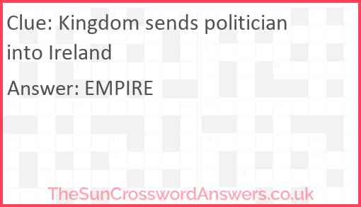 Kingdom sends politician into Ireland Answer