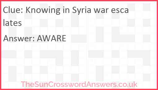 Knowing in Syria war escalates Answer