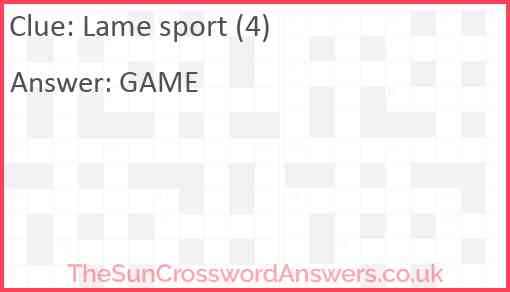 Lame sport (4) Answer