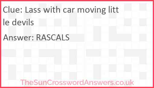 Lass with car moving little devils Answer