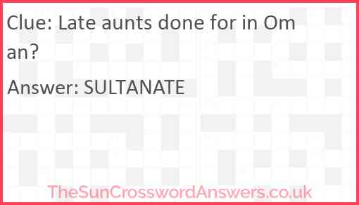 Late aunts done for in Oman? Answer