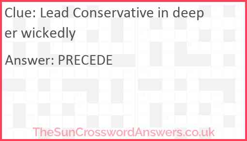 Lead Conservative in deeper wickedly Answer