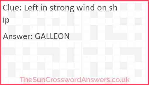 Left in strong wind on ship Answer