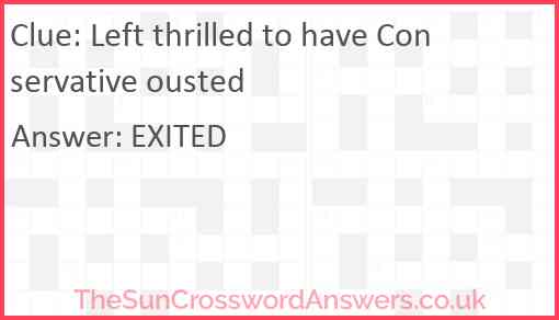 Left thrilled to have Conservative ousted Answer