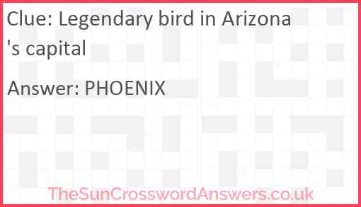 Legendary bird in Arizona's capital Answer