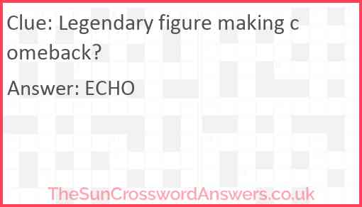 Legendary figure making comeback? Answer