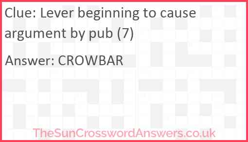 Lever beginning to cause argument by pub (7) Answer