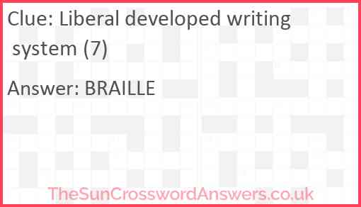 Liberal developed writing system (7) Answer