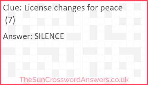 License changes for peace (7) Answer