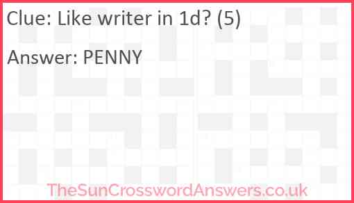 Like writer in 1d? (5) Answer
