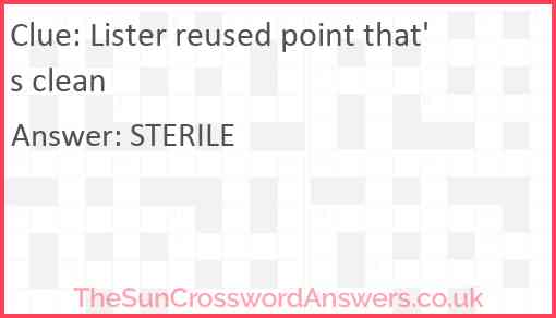 Lister reused point that's clean Answer