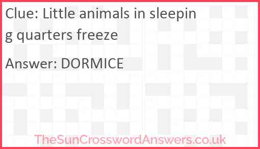 Little animals in sleeping quarters freeze Answer