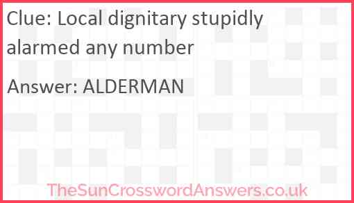 Local dignitary stupidly alarmed any number Answer