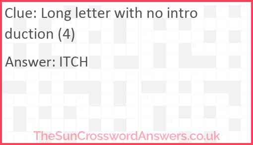 Long letter with no introduction (4) Answer