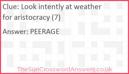 Look intently at weather for aristocracy (7) Answer