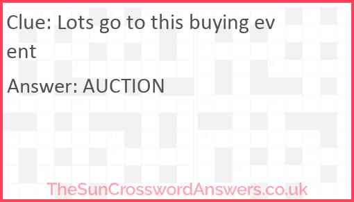 Lots go to this buying event Answer