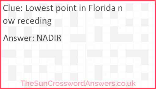 Lowest point in Florida now receding Answer