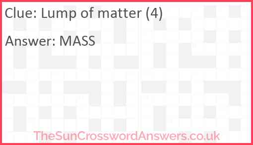 Lump of matter (4) Answer