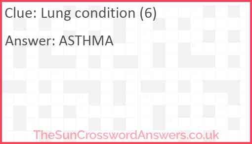 Lung condition (6) Answer
