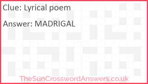 Lyrical poem Answer