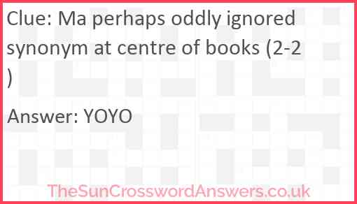 Ma perhaps oddly ignored synonym at centre of books (2-2) Answer