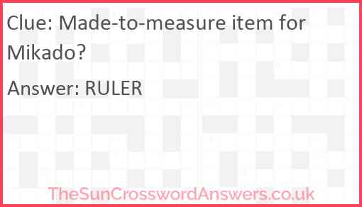Made-to-measure item for Mikado? Answer