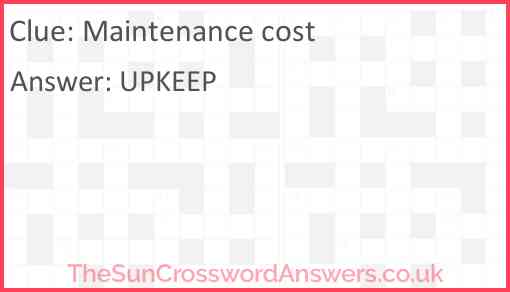 Maintenance cost Answer