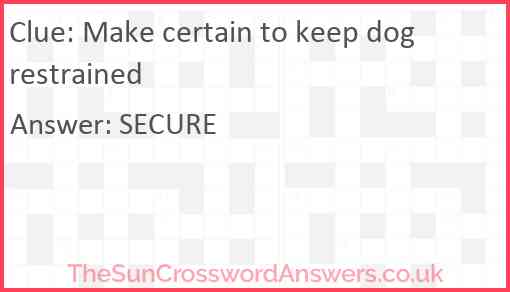 Make certain to keep dog restrained Answer