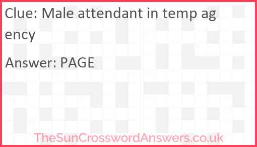 Male attendant in temp agency Answer