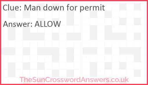 Man down for permit Answer