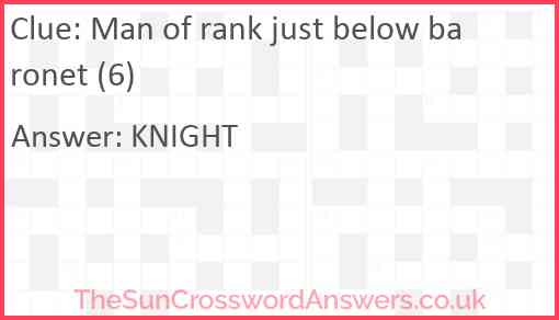 Man of rank just below baronet (6) Answer