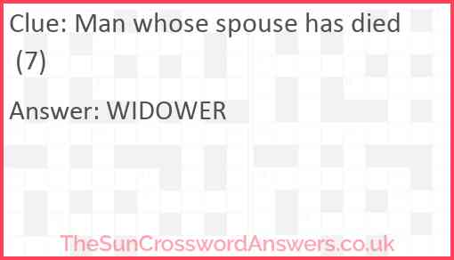 Man whose spouse has died (7) Answer